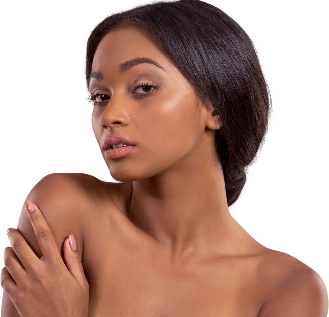 Woman with smooth skin holding her shoulder