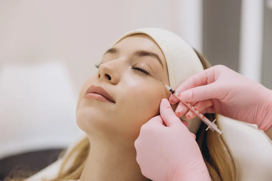 Provider performing a cosmetic injectable treatment